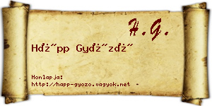 Hápp Győző névjegykártya
